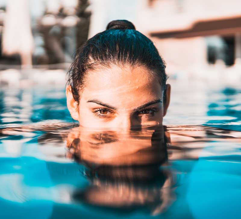 woman in a swimming pool