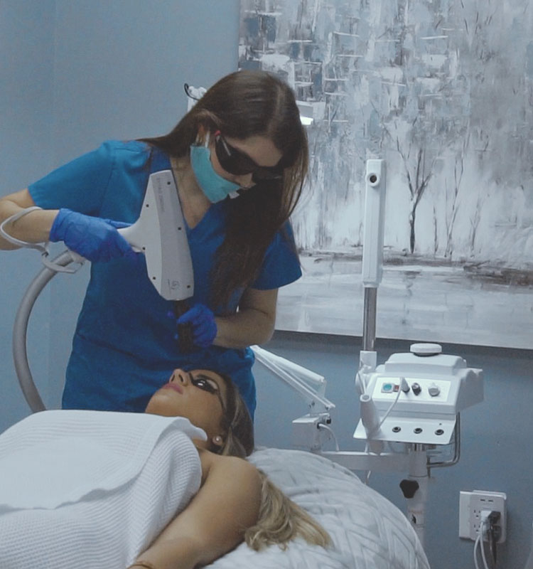 patient receiving laser resurfacing